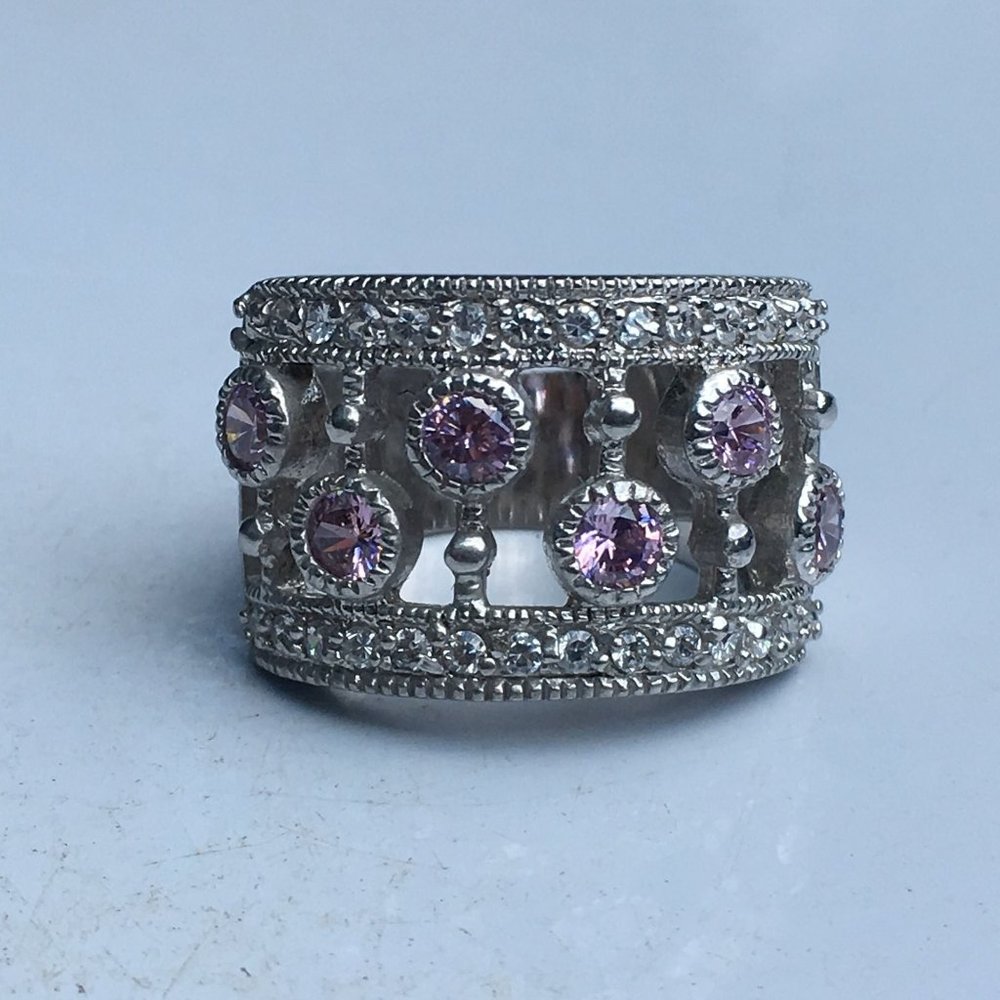 Trendy Women's Sterling Silver Pink Tourmaline Birthstone Ring, Size 6